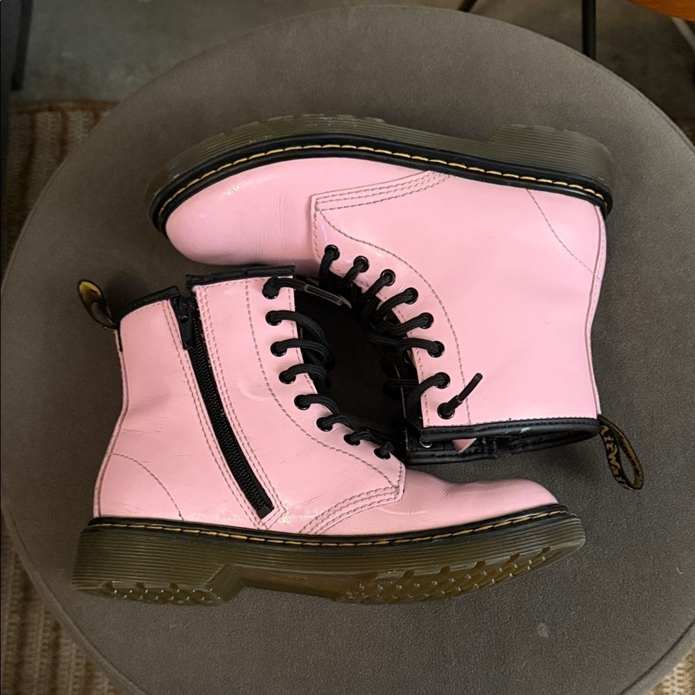 Dr. Martins Pink 1460 US 3 Pink Vegan Leather Tie/Zip-Up Boots - Picture 6 of 8